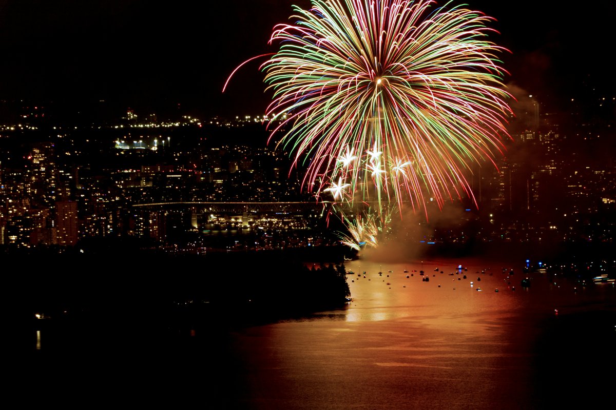Fireworks over English Bay in Vancouver