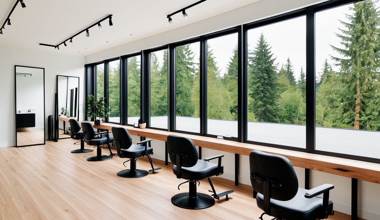 Bright modern hair studio interior in Vancouver