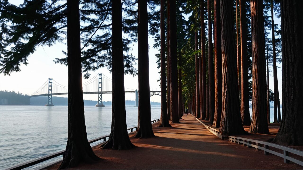 Seawall path through Stanley Park